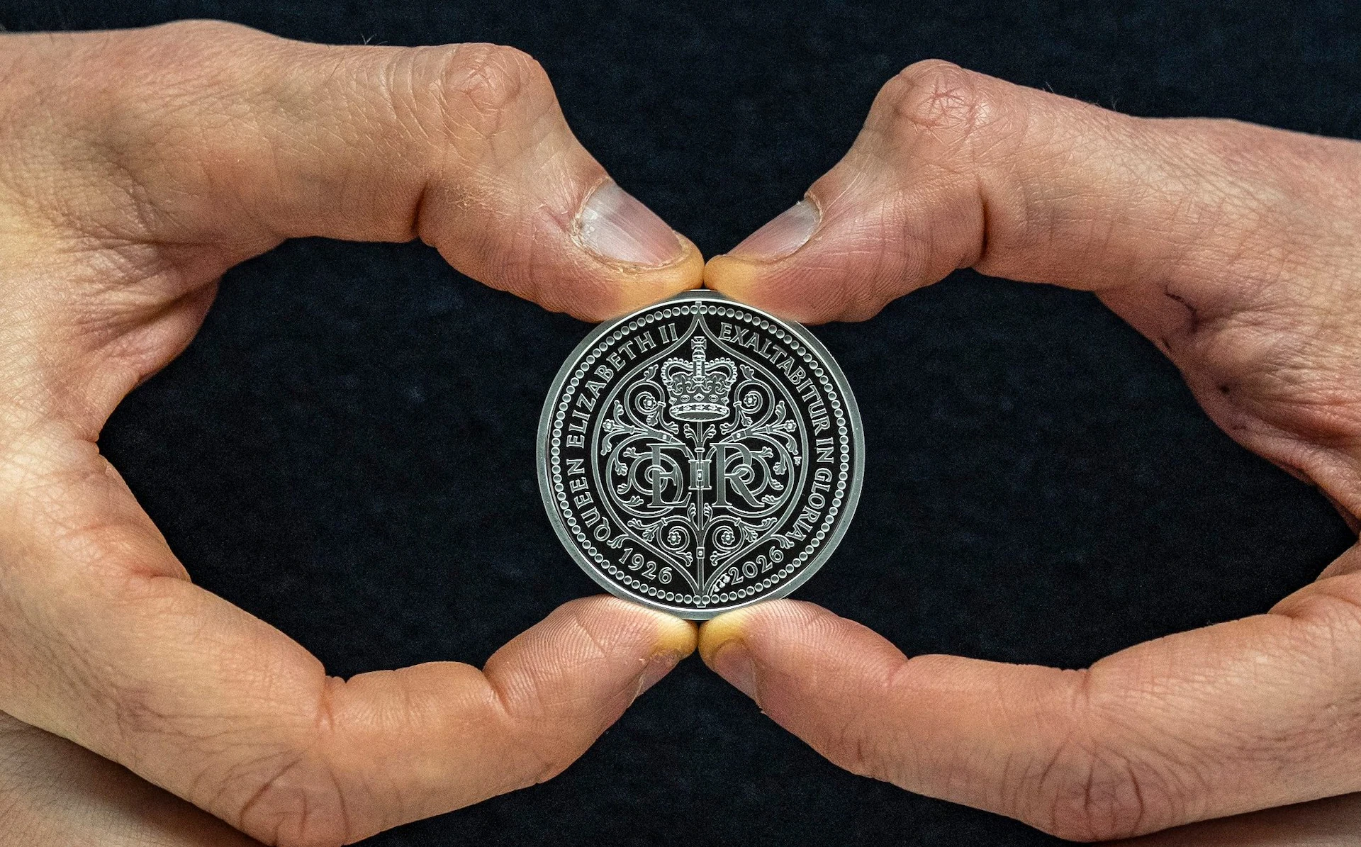 Close-up of commemorative coin design